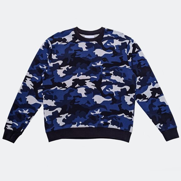 The Kooples X Sport Blue Camouflage Crew Sweatshirt | Size L - Picture 12 of 16
